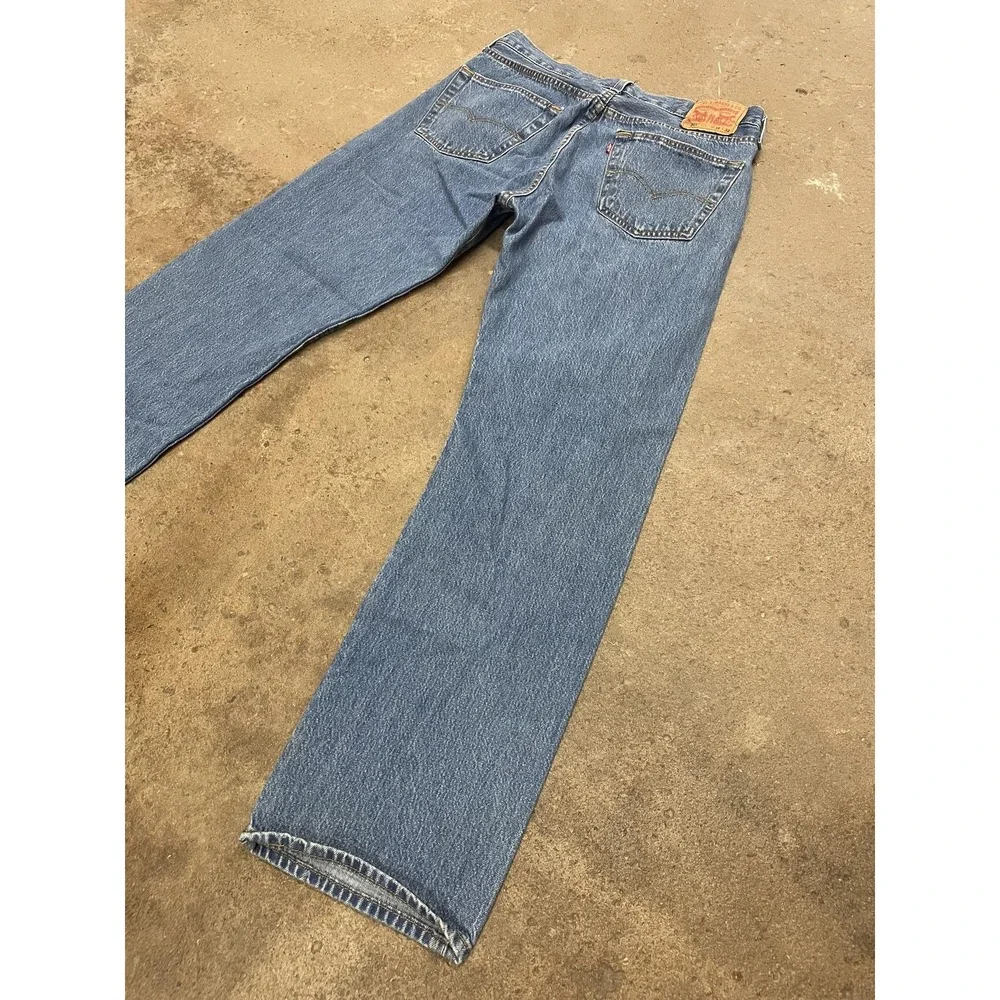 Levis 501 Jeans‎ Mens 34x31 Medium Blue Denim Regular Straight Leg Button Fly